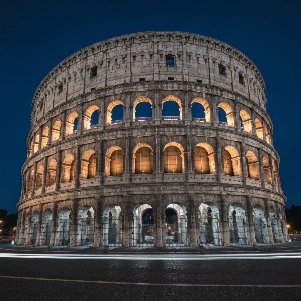 The Colosseum illuminated at night